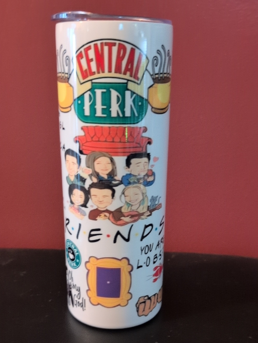 Central Perk Friends Character Tumbler - White with Multicolor Art